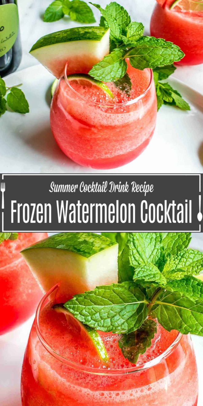 Pinterest image for Frozen Watermelon Cocktail with title text