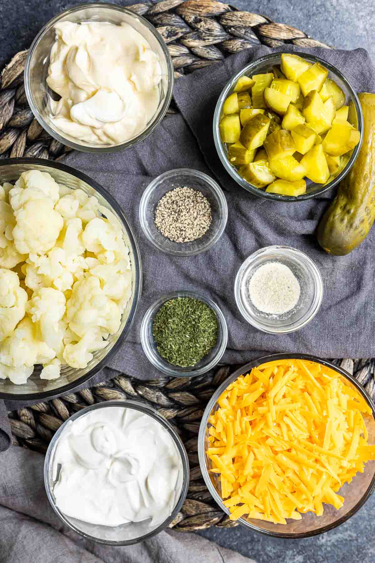 ingredients for Keto Dill Pickle Salad