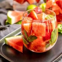 Strawberry Watermelon Infused Water in a glass