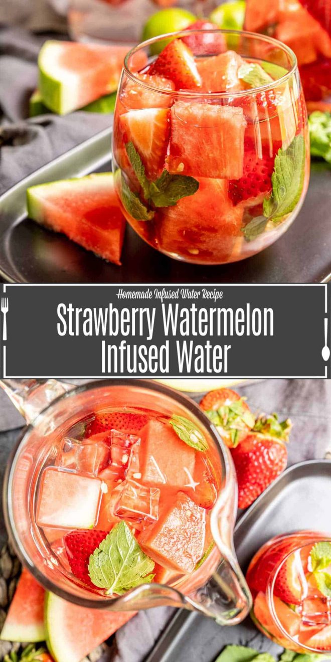 Pinterest image of Strawberry Watermelon Infused Water with title text