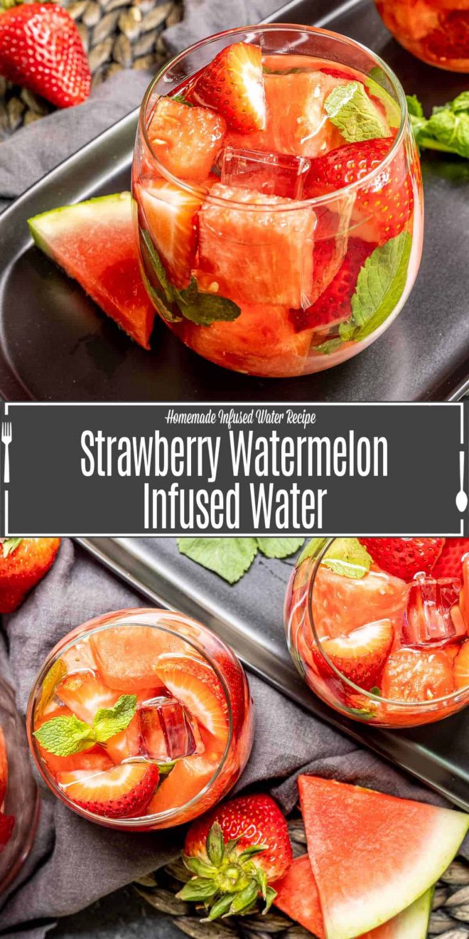 Pinterest image of Strawberry Watermelon Infused Water with title text