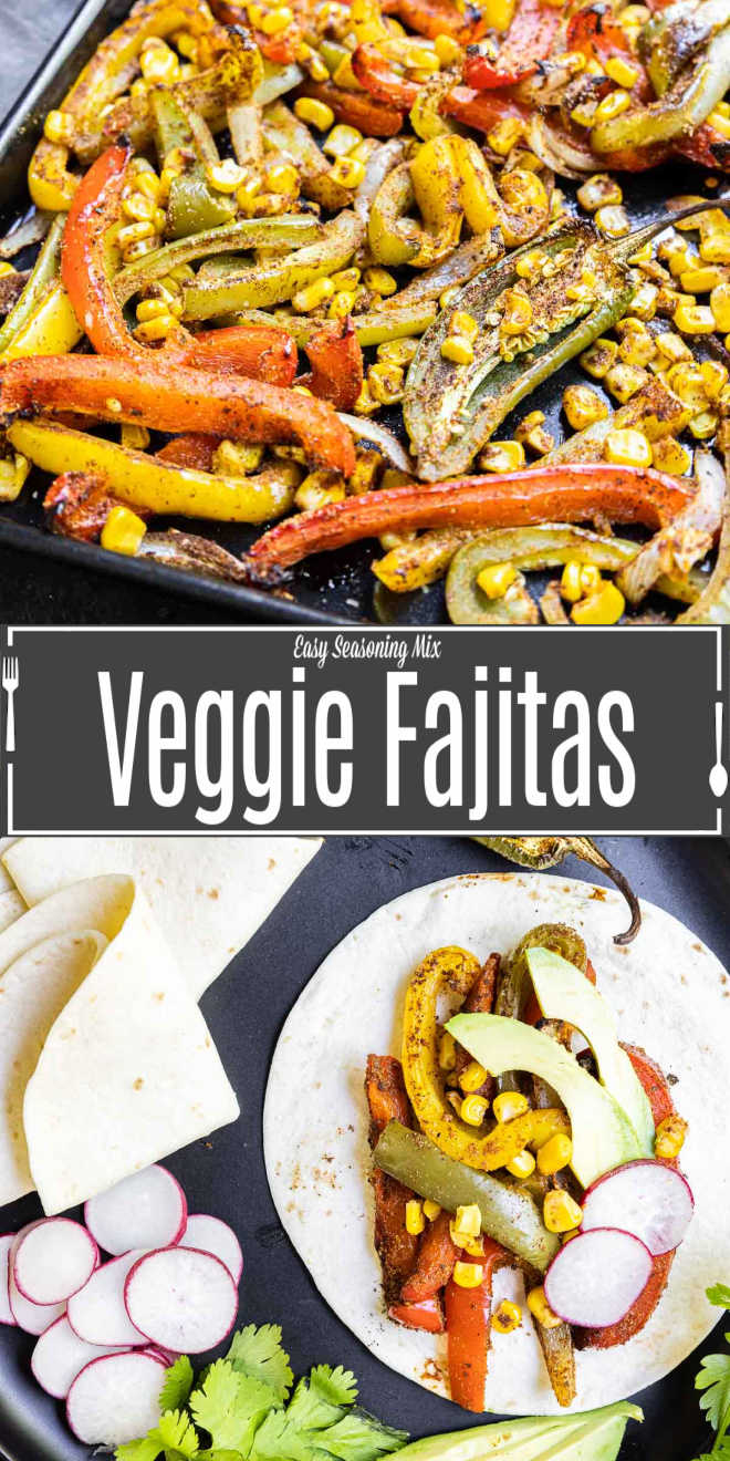 Pinterest image of Veggie Fajitas with title text