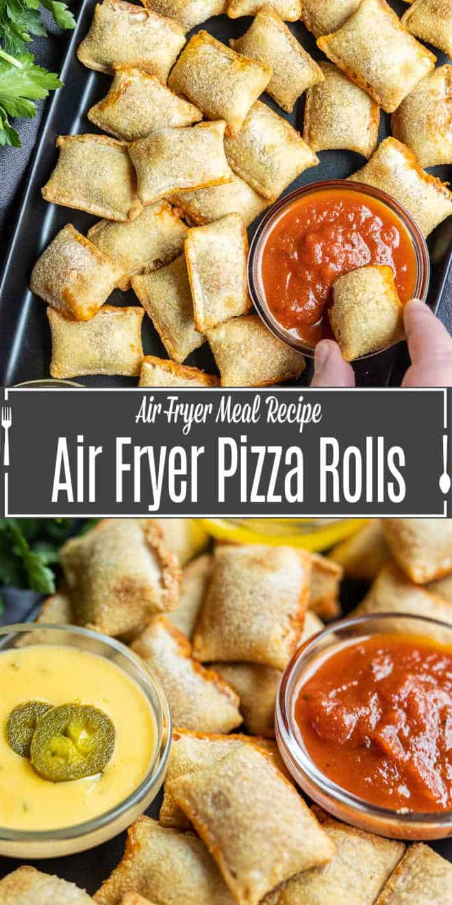 Pinterest image for Air Fryer Pizza Rolls with title text