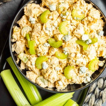 Buffalo Chicken Salad in a black bowl