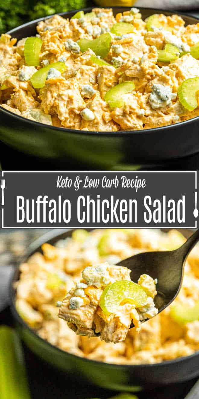 Pinterest image for Buffalo Chicken Salad with title text