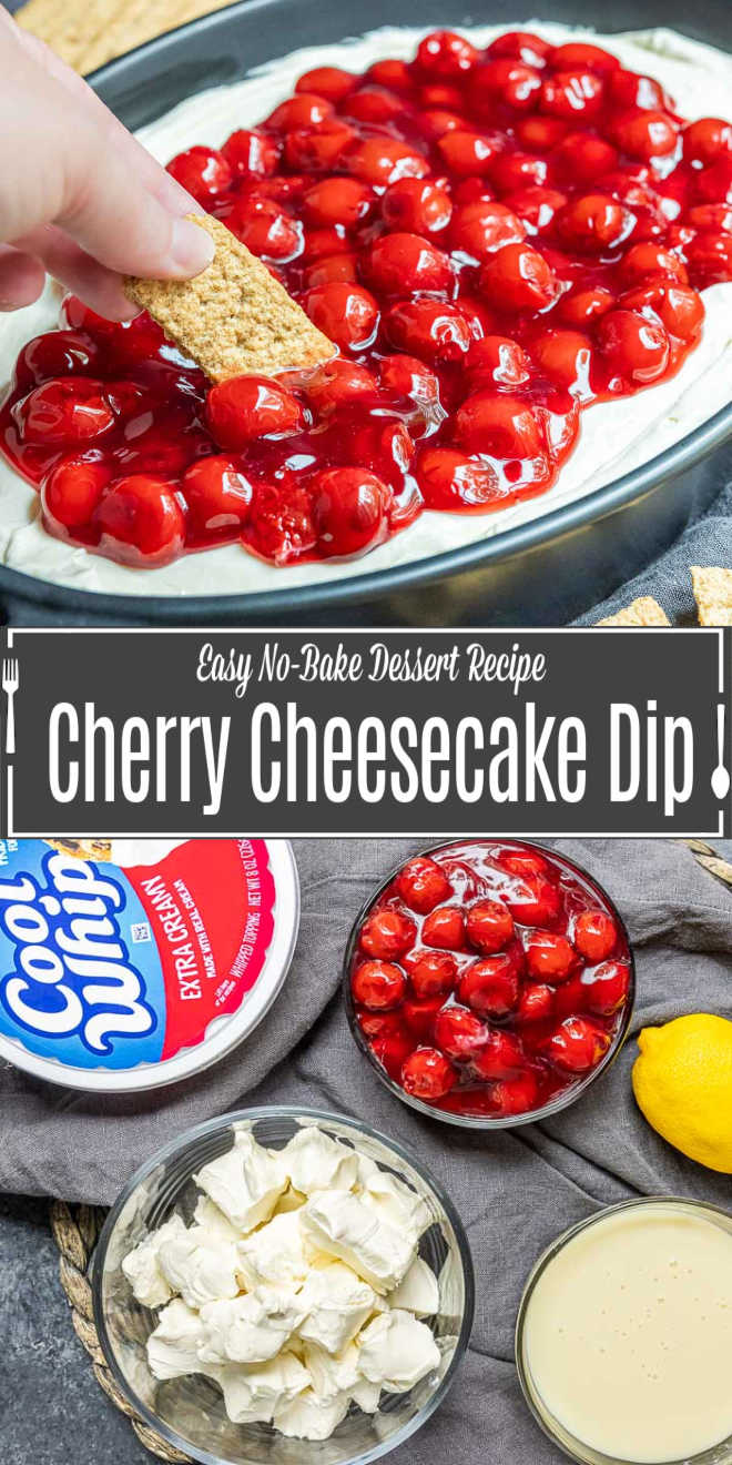 Pinterest image for Cherry Cheesecake Dip with title text