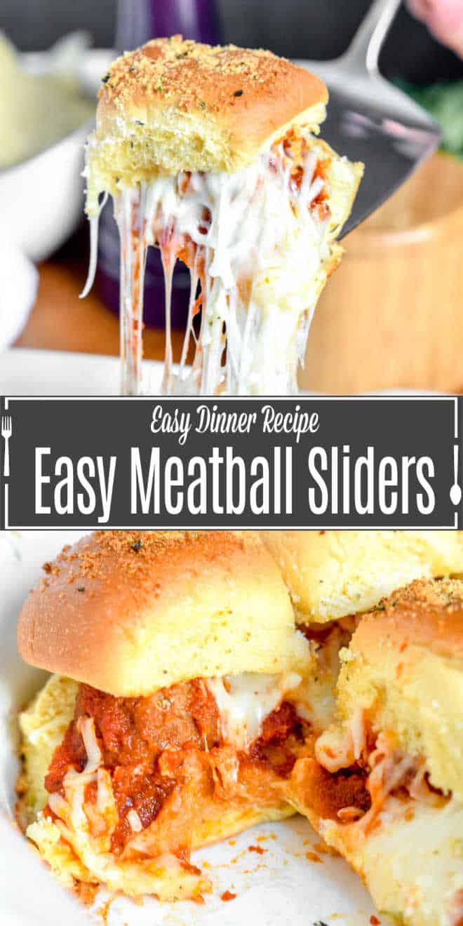 Pinterest image of Easy Meatball Sliders with title text
