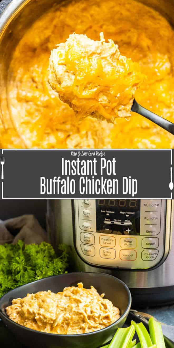 Pinterest image for Instant Pot Buffalo Chicken Dip with title text