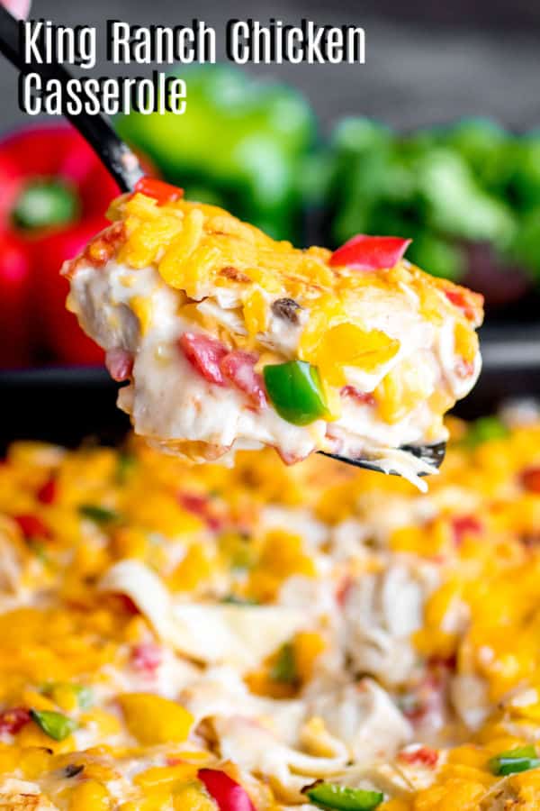 Pinterest image for King Ranch Chicken Casserole with title text