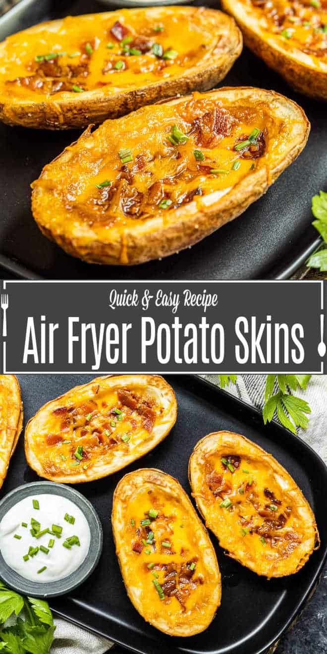 Pinterest image for Air Fryer Potato Skins with title text