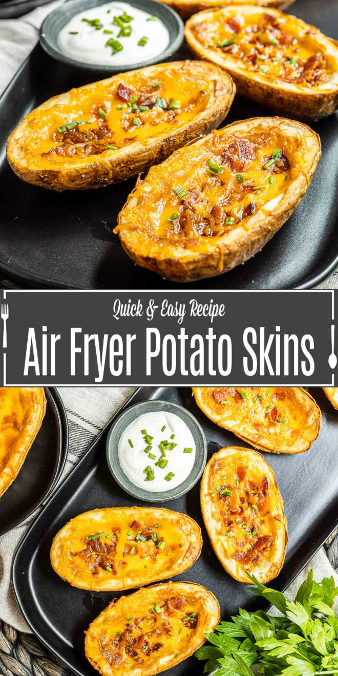 Pinterest image for Air Fryer Potato Skins with title text