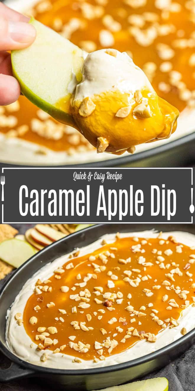 Pinterest image of Caramel Apple Dip with title text