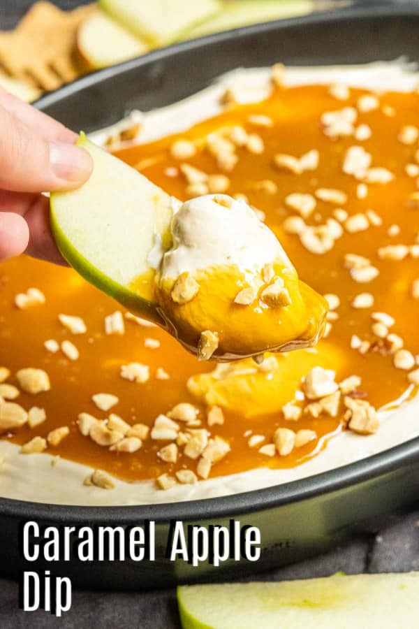 Pinterest image of Caramel Apple Dip with title text