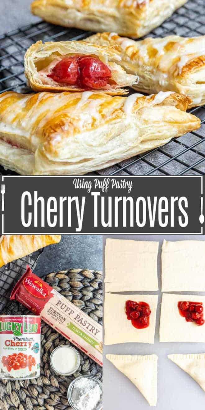 Pinterest image for Easy Cherry Turnovers with title text