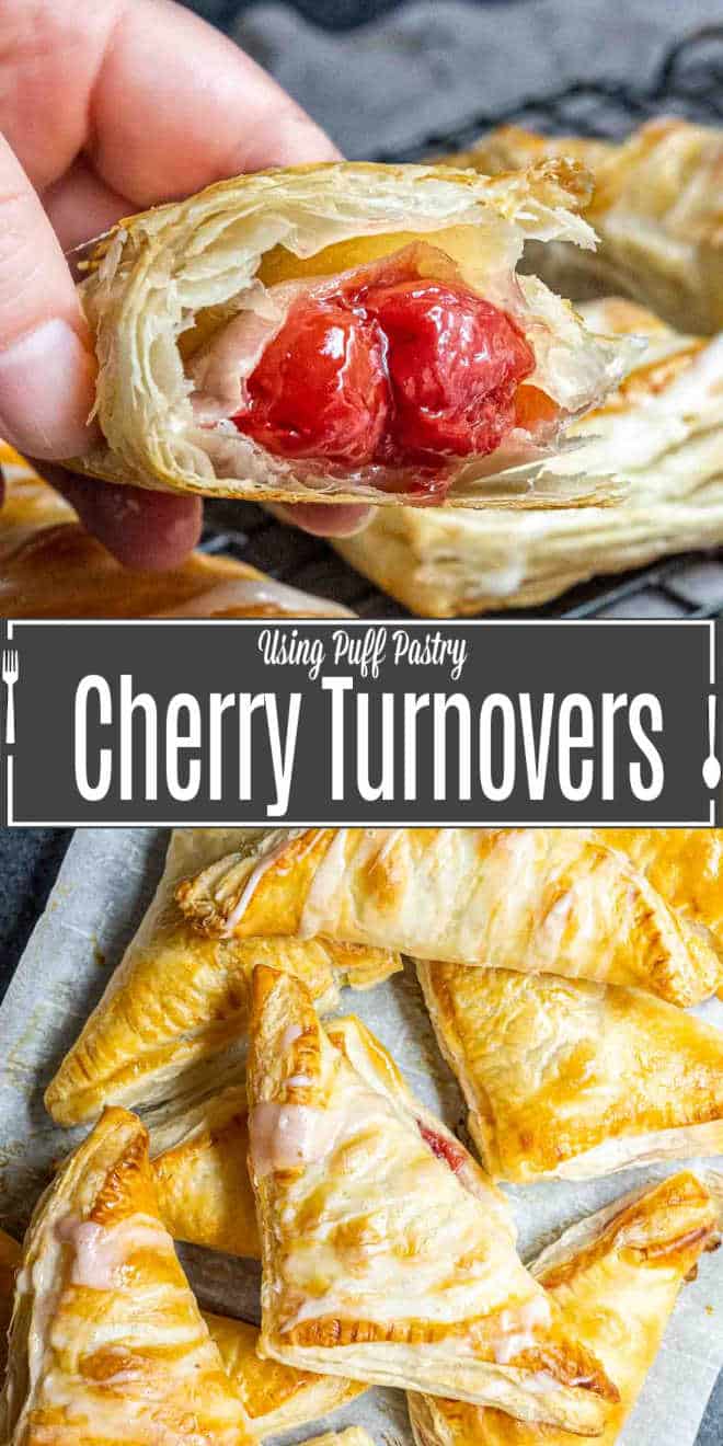 Pinterest image for Easy Cherry Turnovers with title text