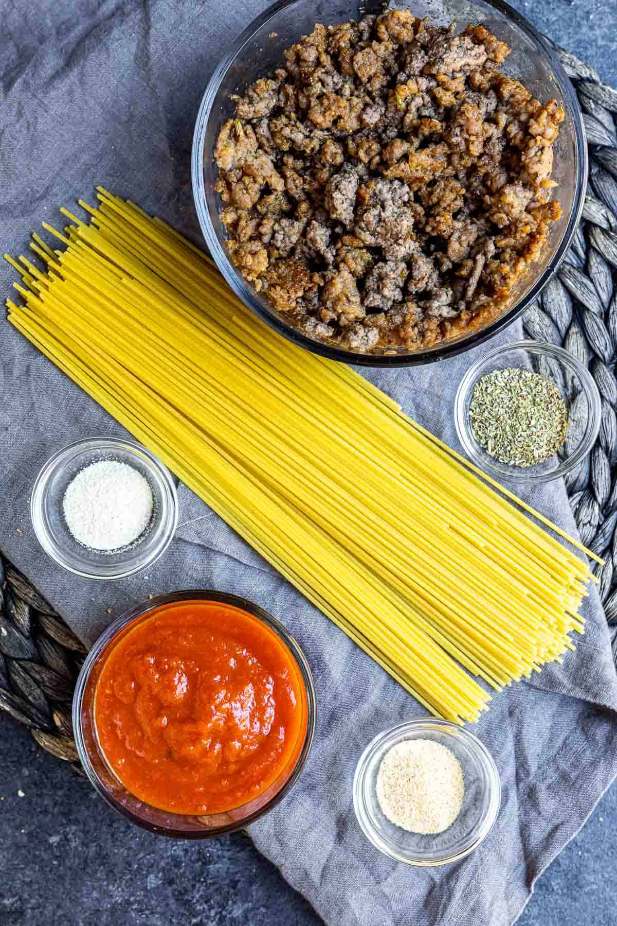 ingredients for Instant Pot Spaghetti