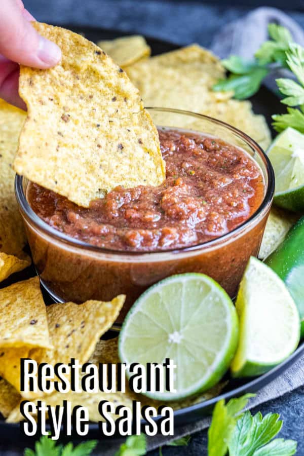 Pinterest image for 5 Minute Restaurant Style Salsa with title text