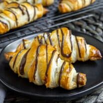 Easy Chocolate Croissant on black plate