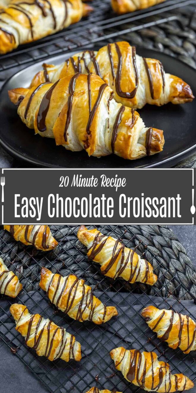 Pinterest image for Easy Chocolate Croissants with title text