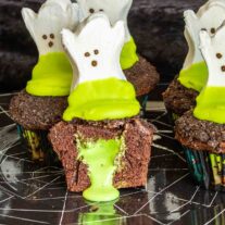 Pinterest image for Ghost Goo Halloween Cupcakes with title text