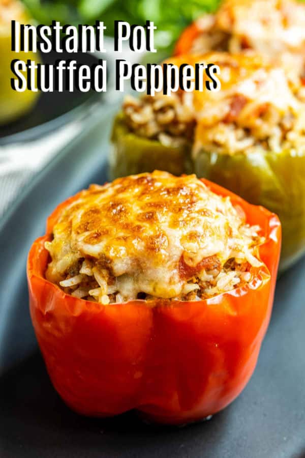 Pinterest image for Instant Pot Stuffed Peppers with title text