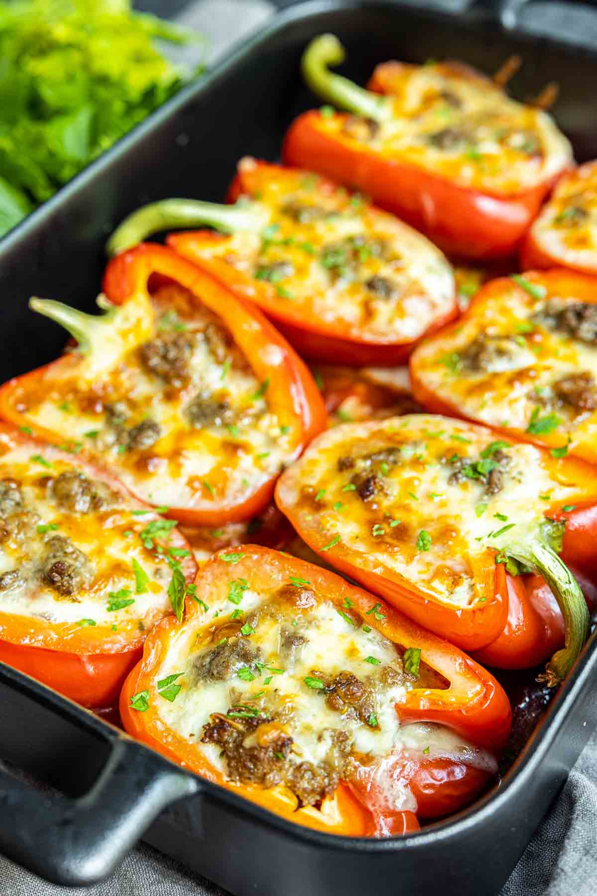 Lasagna Stuffed Peppers stuffed with beef and cheese