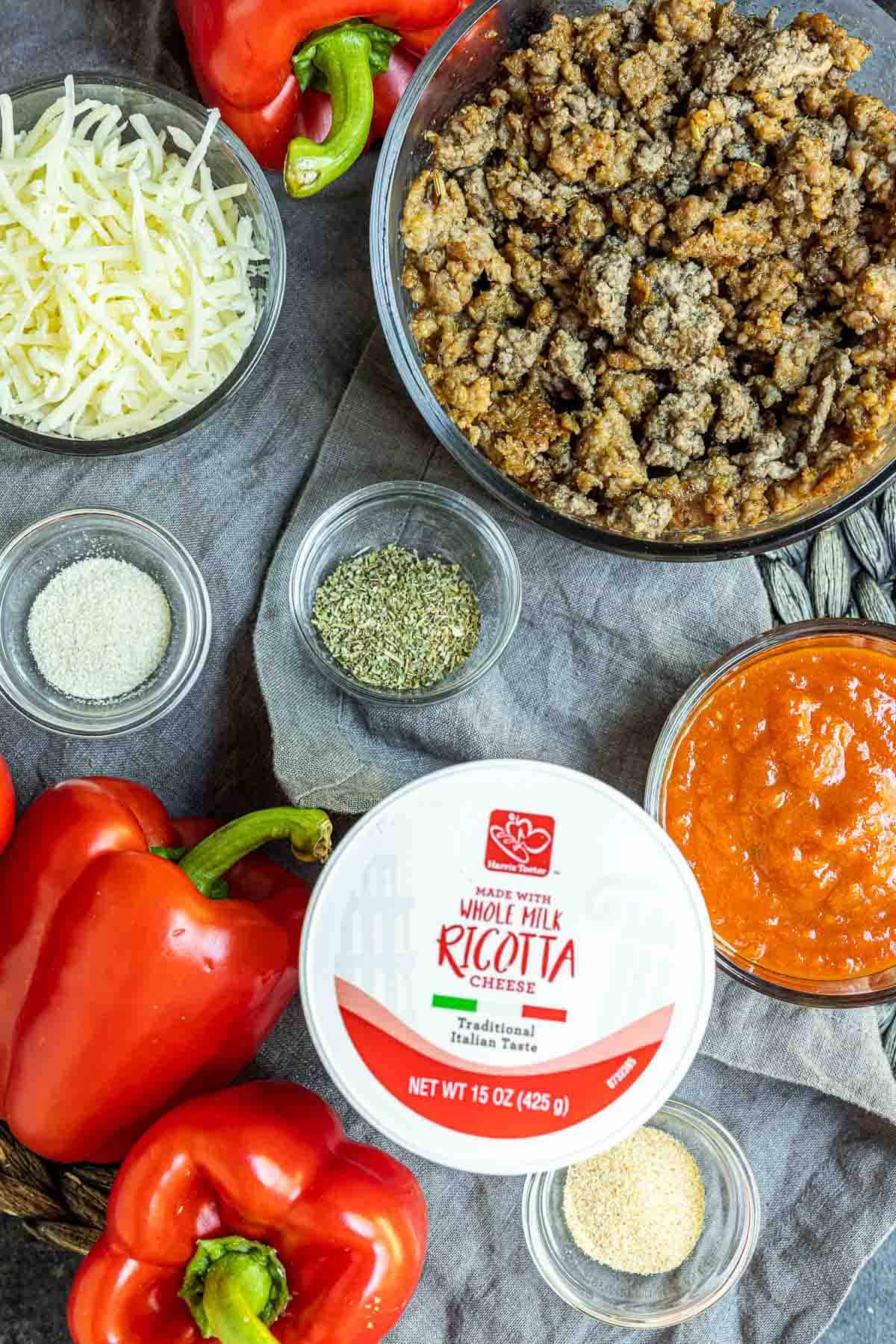 ingredients to make Lasagna Stuffed Peppers