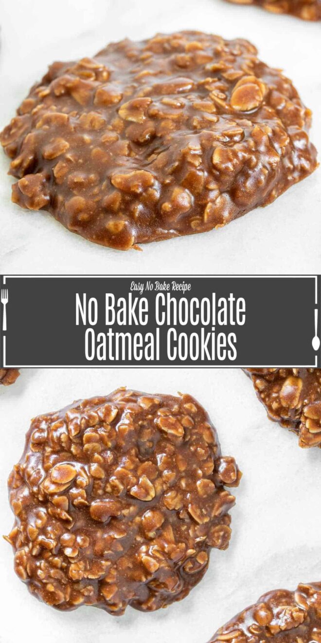 Pinterest image for No Bake Chocolate Oatmeal Cookie with title text