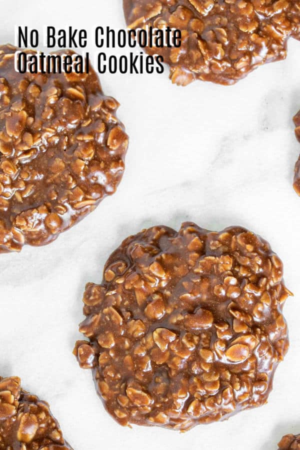 Pinterest image for No Bake Chocolate Oatmeal Cookie with title text