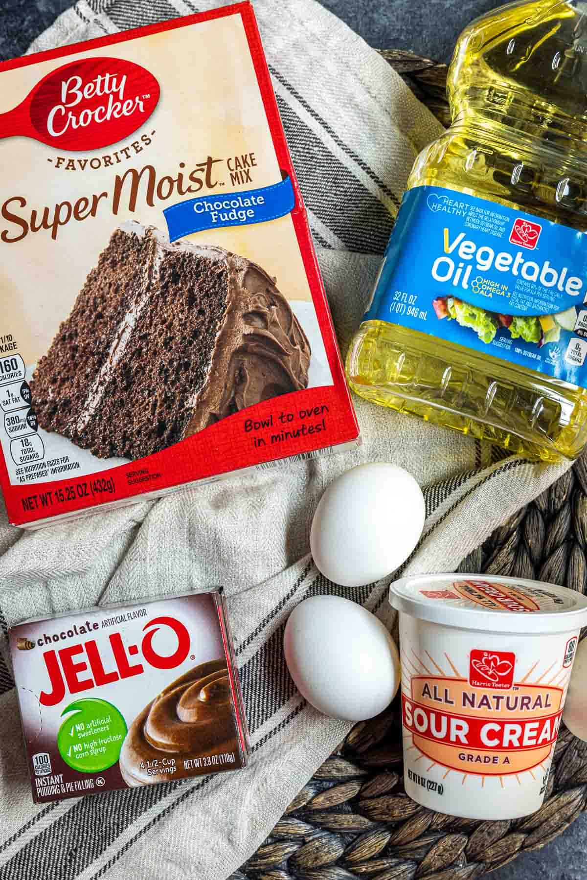 ingredients to make Chocolate Fudge Cake