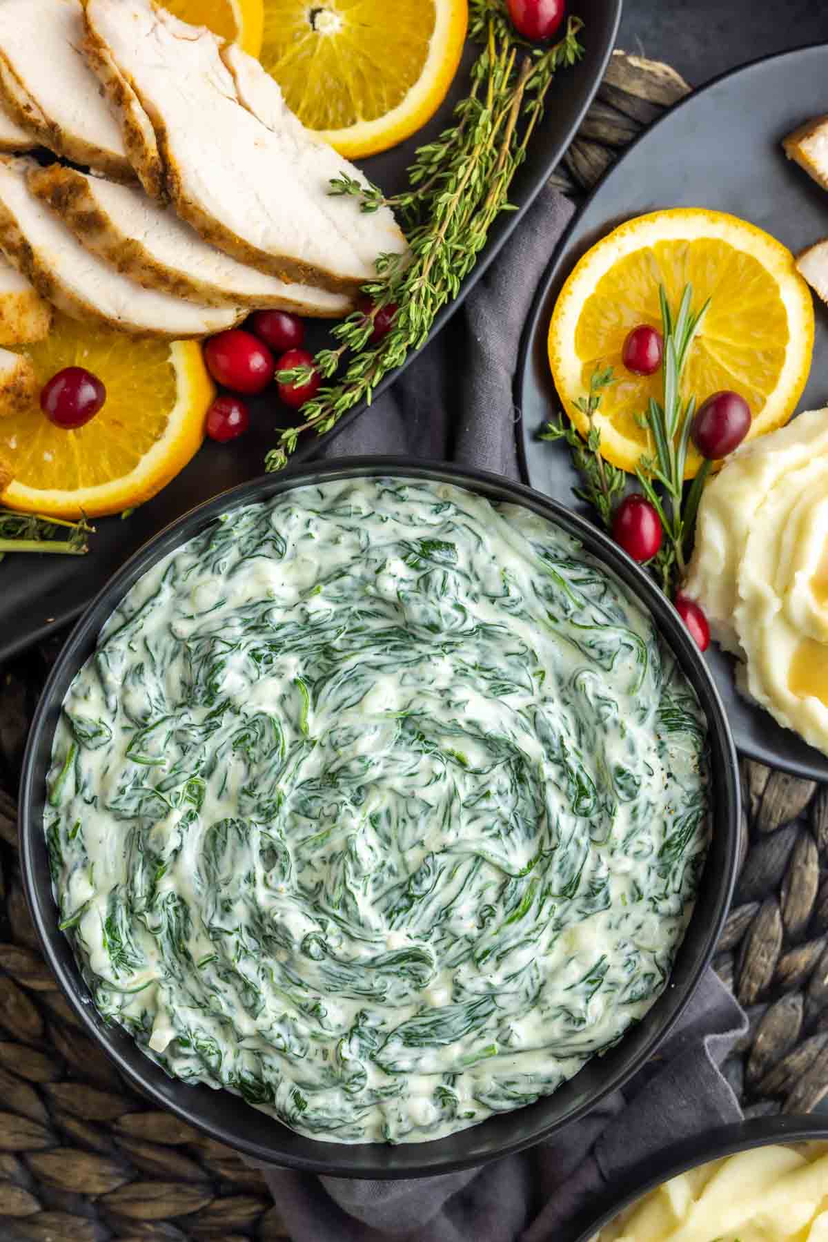 Holiday side recipe of Creamed Spinach