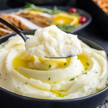 Not Your Mom’s Mashed Potatoes on a spoon
