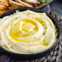 Not Your Mom’s Mashed Potatoes in a black bowl