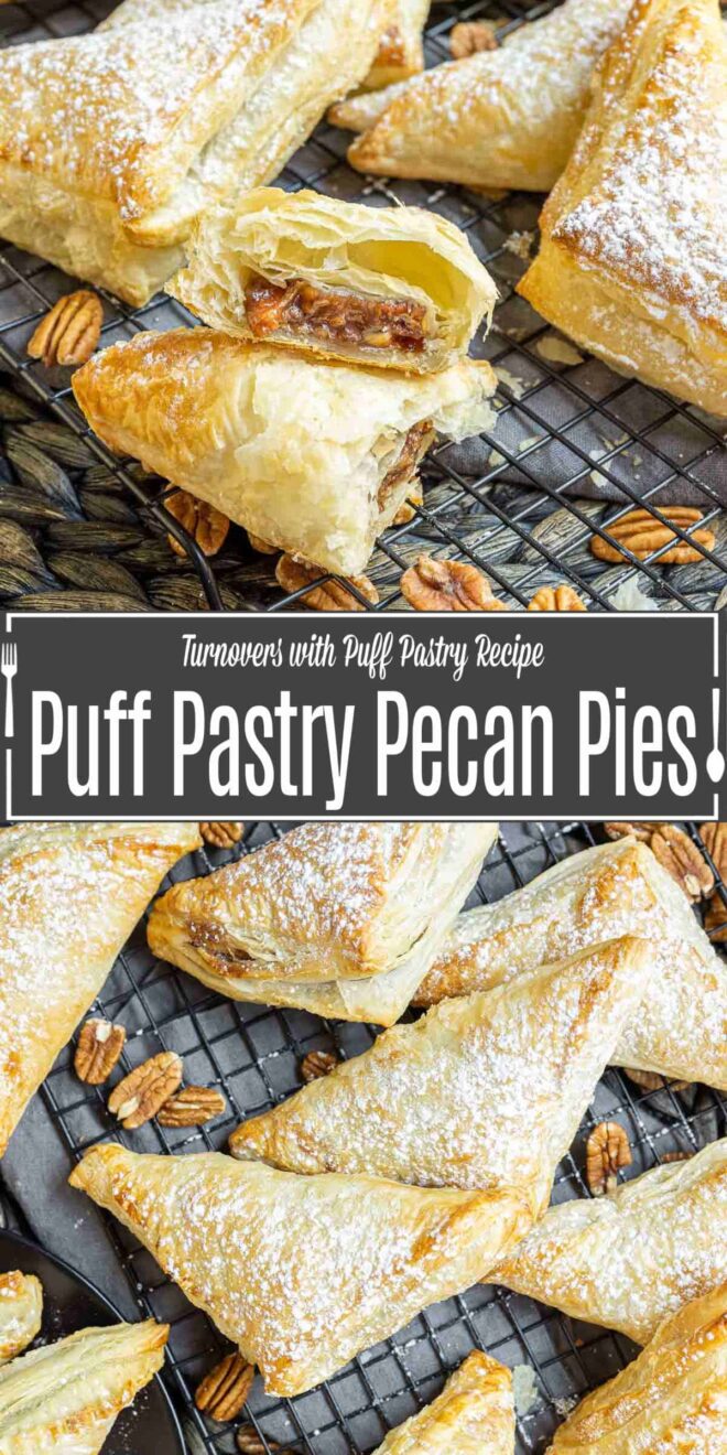 Pinterest image for Puff Pastry Pecan Pie with title text