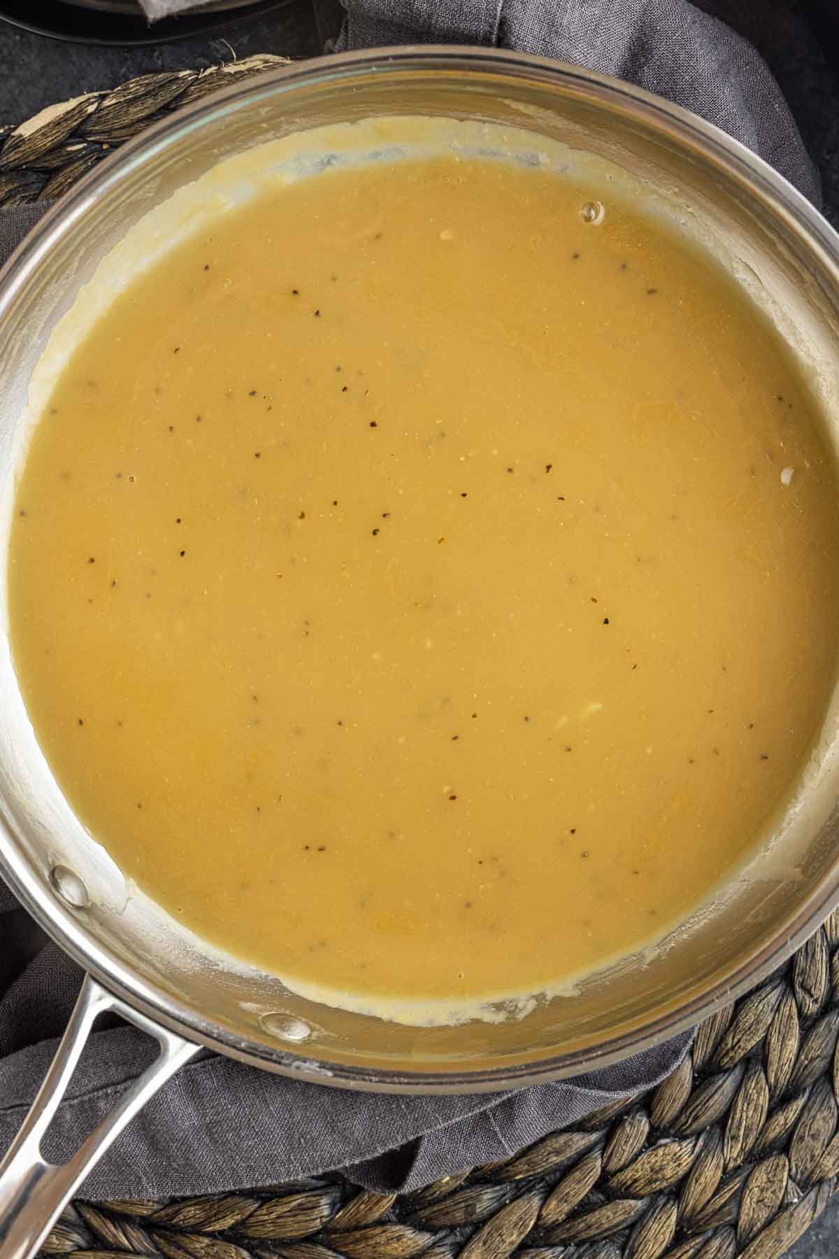 Turkey Gravy in pan