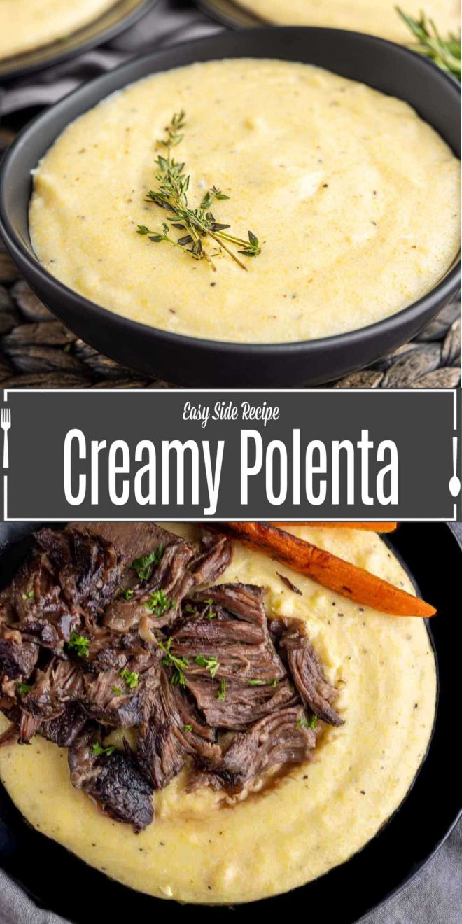 Pinterest image for Creamy Polenta with title text