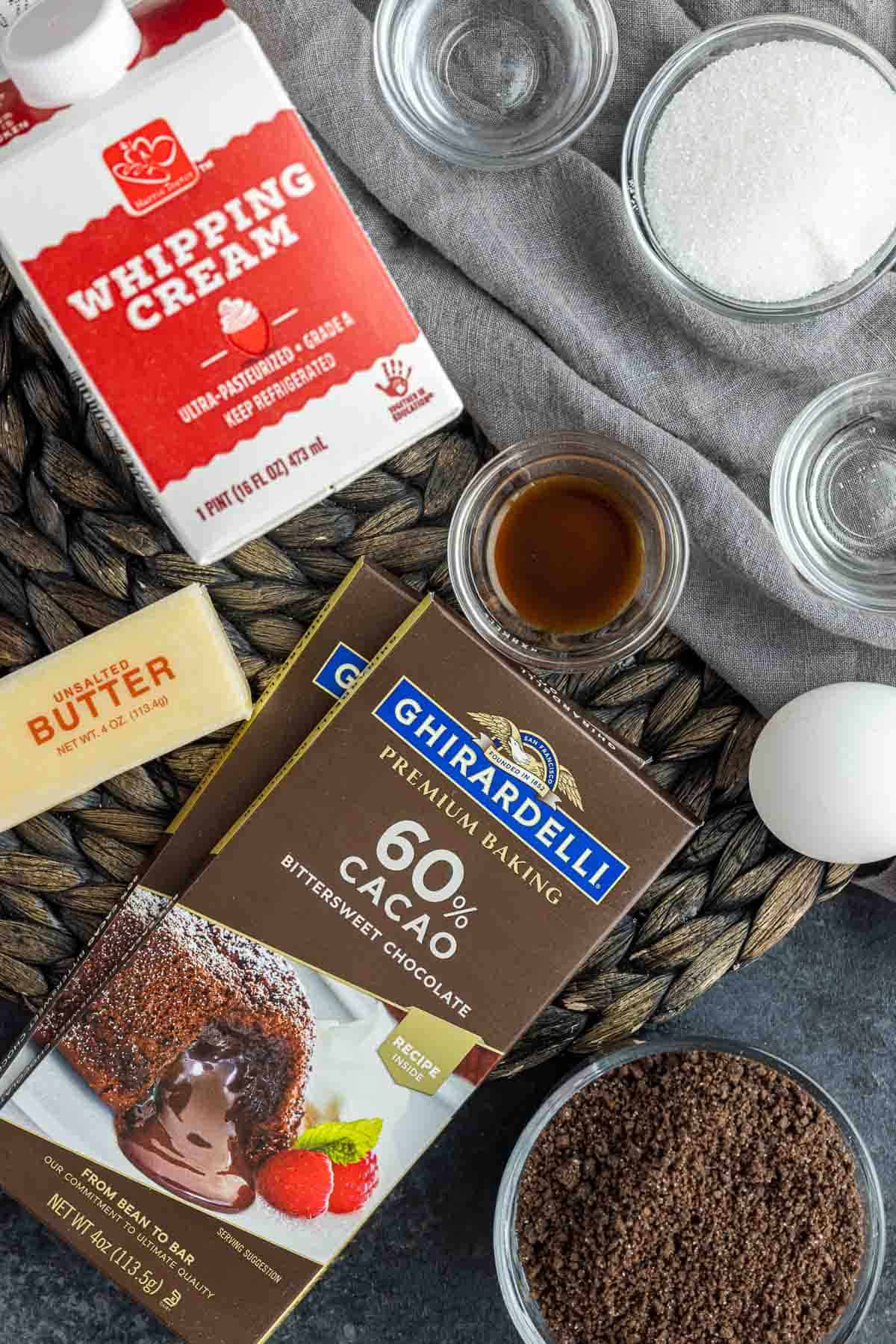 ingredients to make a Decadent Chocolate Tart