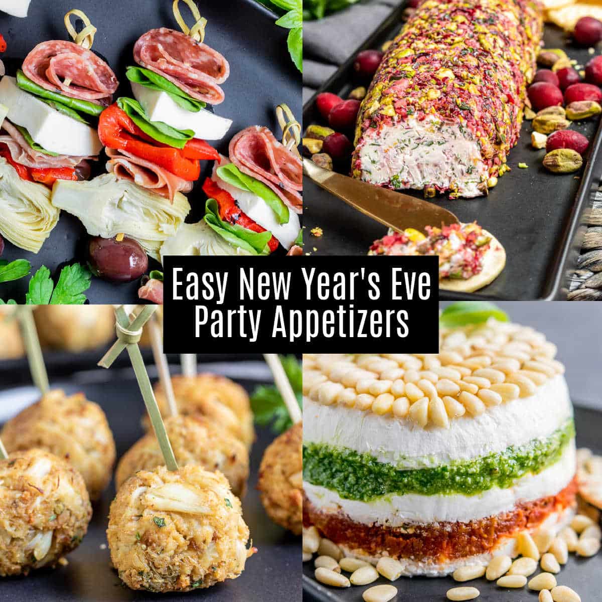 Pinterest image for New Year's Eve Appetizers with title text
