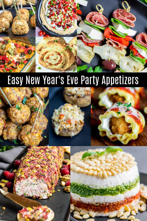 Pinterest image for New Year's Eve Appetizers with title text