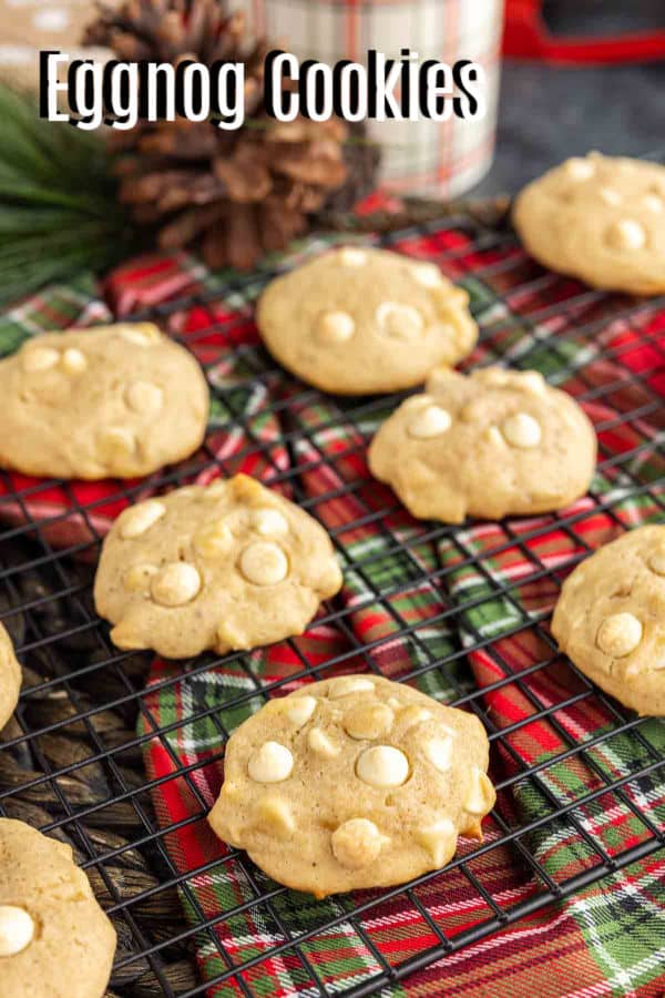 Pinterest image for Eggnog Cookies with title text