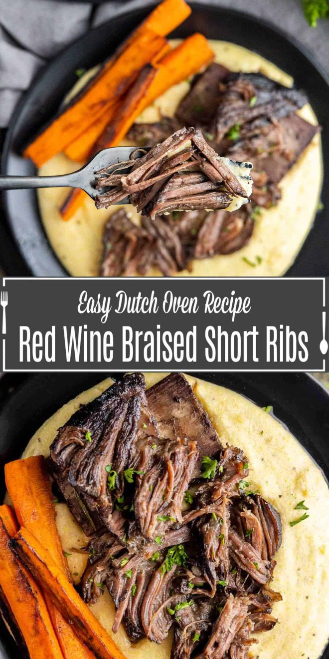 Pinterest image for Red Wine Braised Short Ribs with title text