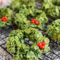 Christmas Wreath Cookies on cooling rack