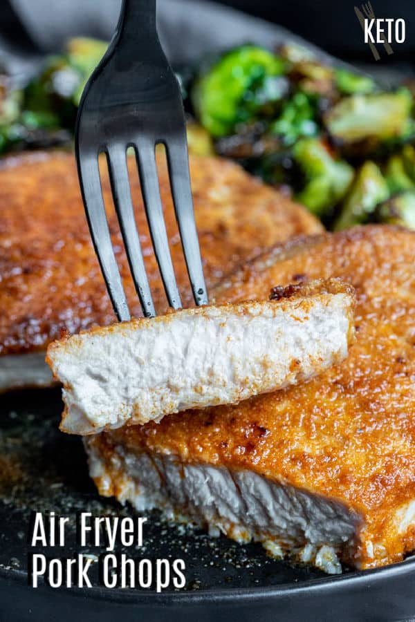 Pinterest image for Air Fryer Pork Chops with title text
