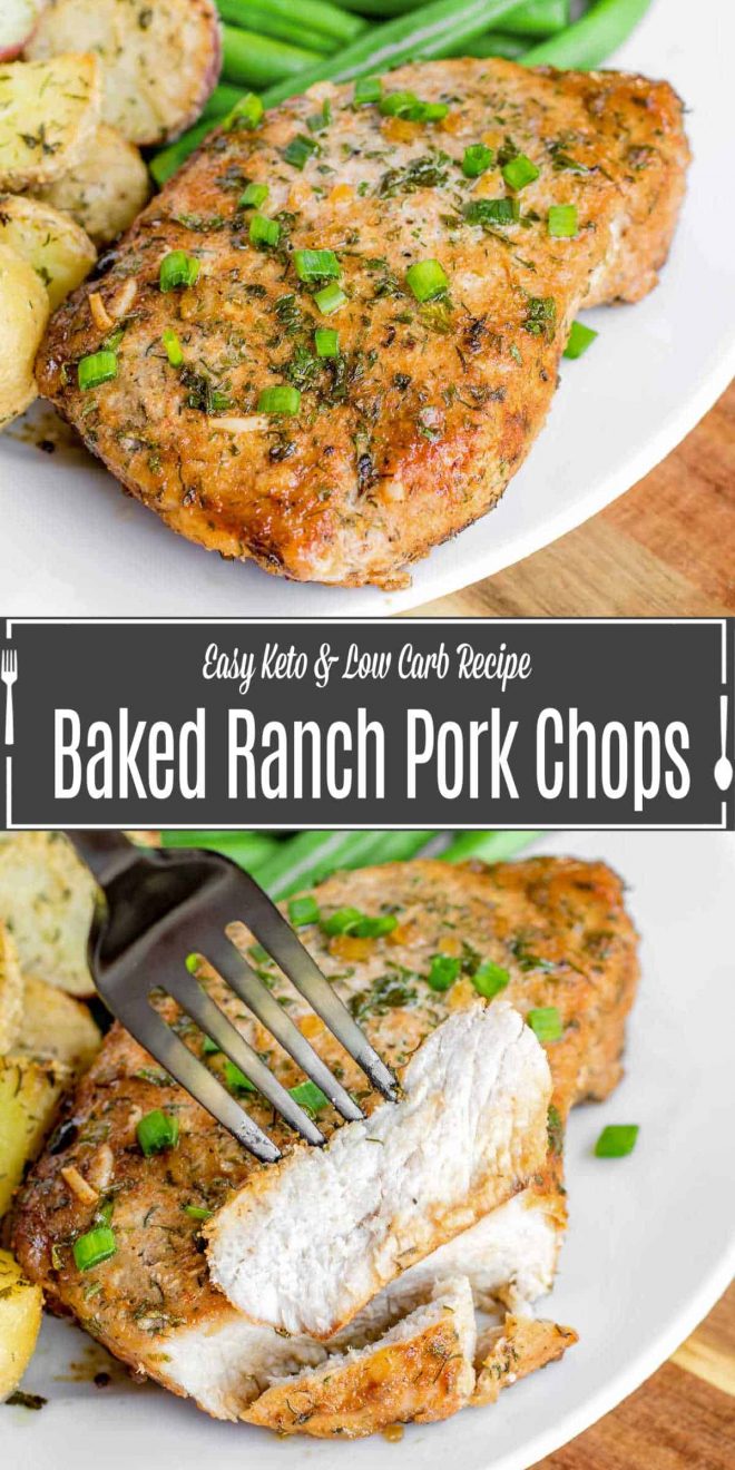 Pinterest image for Baked Ranch Pork Chops