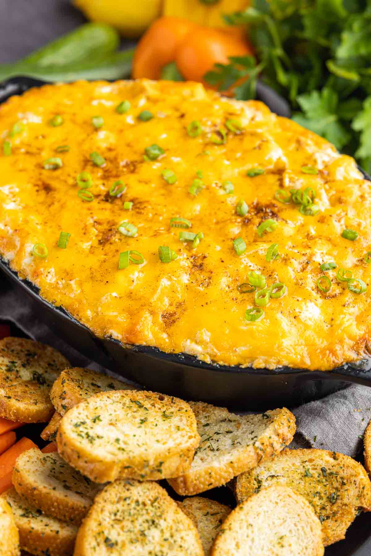 hot Maryland crab dip topped with cheese