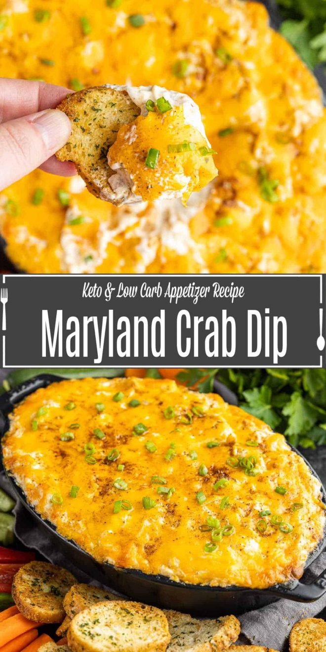 Pinterest image for Maryland Crab Dip with title text
