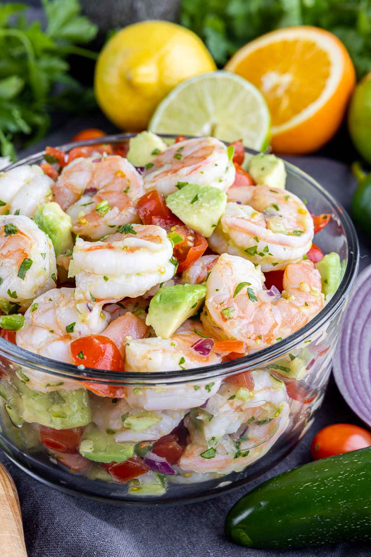 bowl filled with Shrimp Ceviche