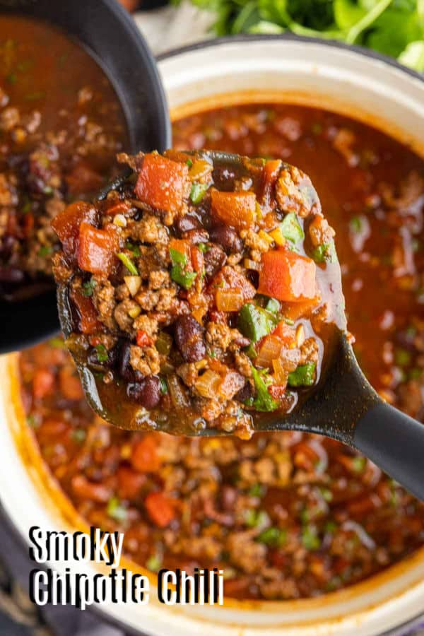 Pinterest image for Smoky Chipotle Chili with title text