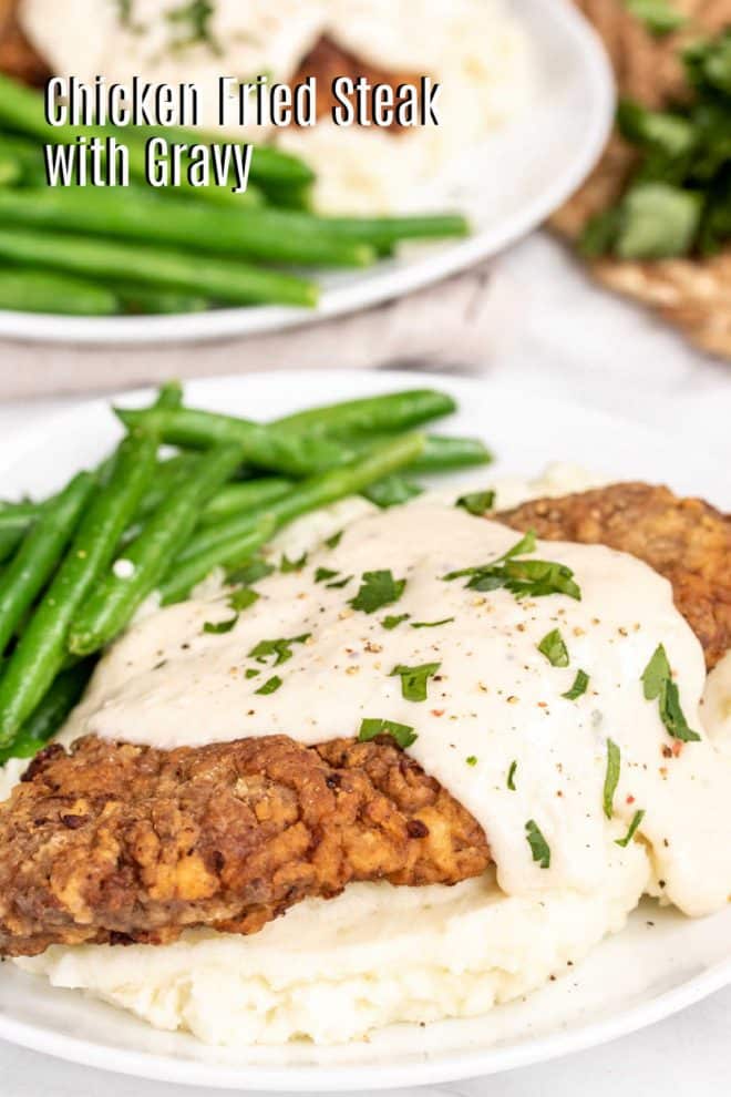 Pinterest image for Chicken Fried Steak with Gravy with title text