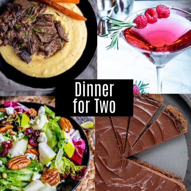 Collage of recipes on the dinner for two meal plan